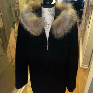 PRESTON & YORK. RACOON FUR HOODIE COAT